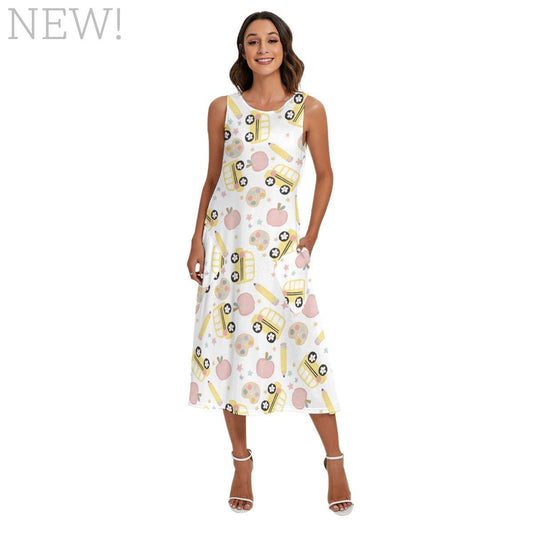 Wheels on the Bus Mid-Length Sleeveless Dress