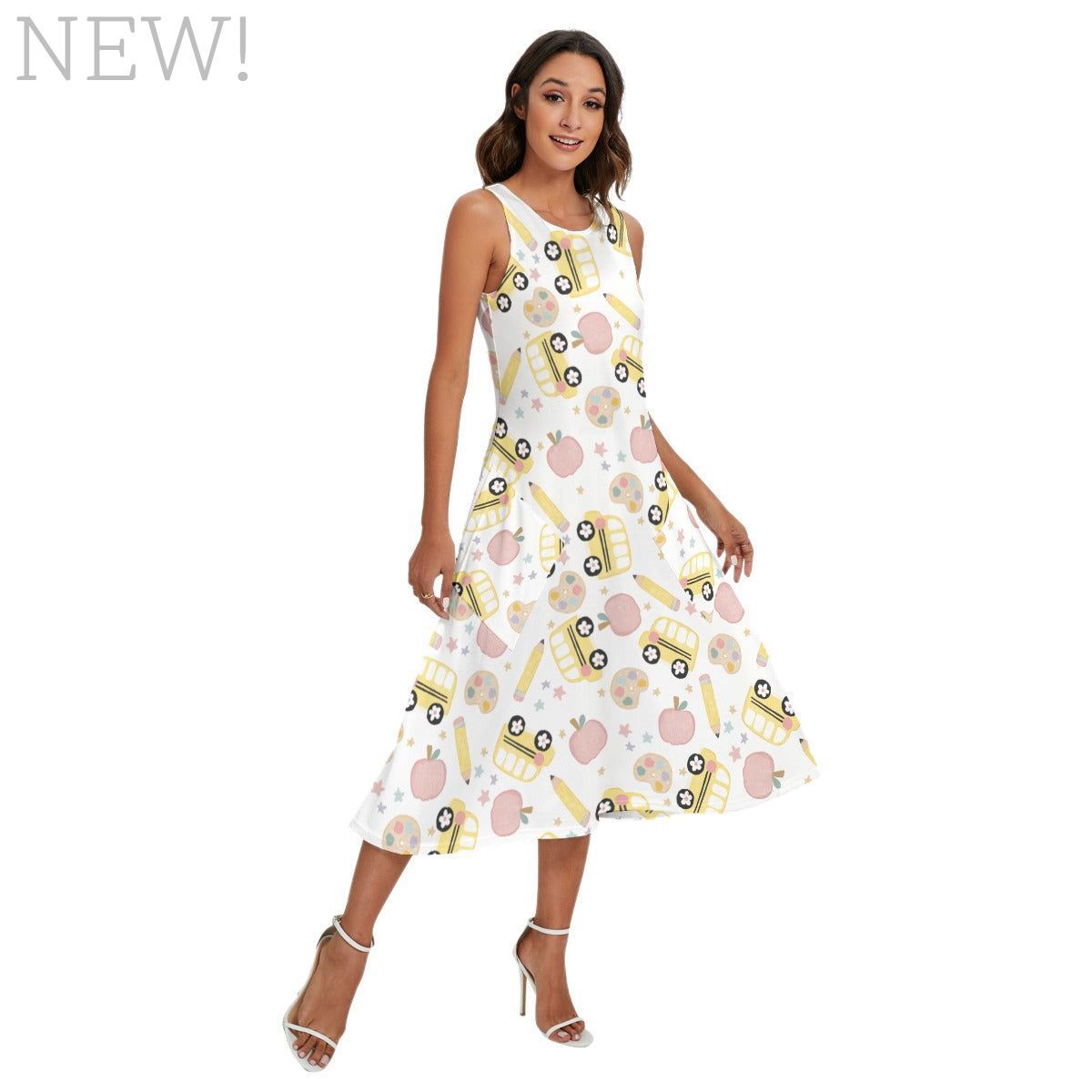 Wheels on the Bus Mid-Length Sleeveless Dress