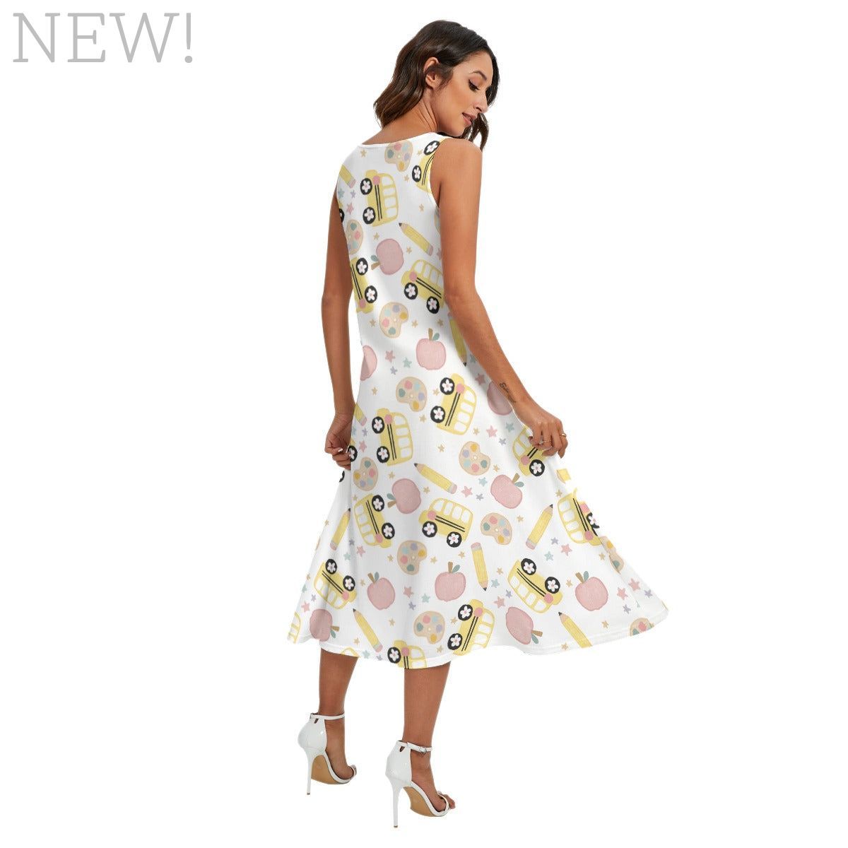 Wheels on the Bus Mid-Length Sleeveless Dress